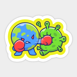 World Fighting Corona Virus Cartoon (4) Sticker